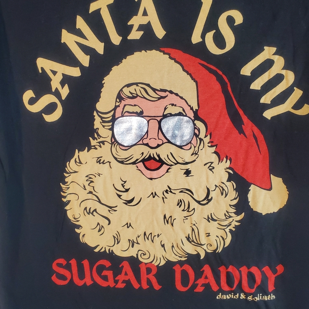 Santa Is My Sugar Daddy" David + Goliath Women's Large Black Shirt New Tags - Picture 2 of 5